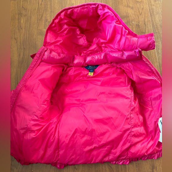 Ralph Lauren Polo Water Repellent Down Coat. Preppy Pink. Hooded Bubble Coat. - Picture 4 of 5